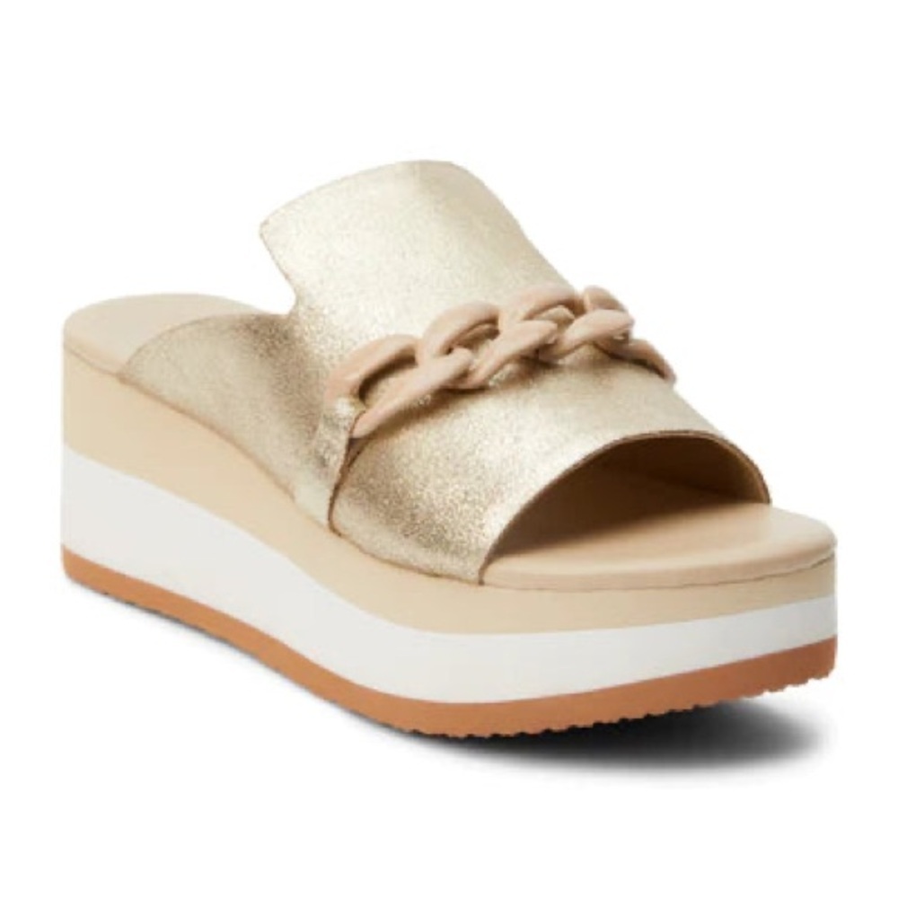 Matisse Gold Metallic Chain Slide Platform Sandal